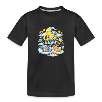 Good Night Kids Sleepy Moon T-Shirt Design - Kinder Premium Bio T-Shirt - Schwarz - Vorne