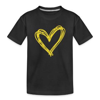Herz - Kinder Premium Bio T-Shirt - Schwarz - Vorne