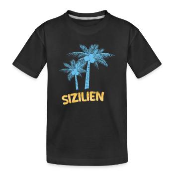 Sizilien als Palmen - Kinder Premium Bio T-Shirt - Schwarz - Vorne