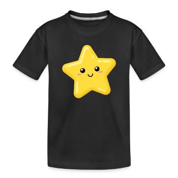 Kawaii Sternchen zufrieden - Kinder Premium Bio T-Shirt - Schwarz - Vorne