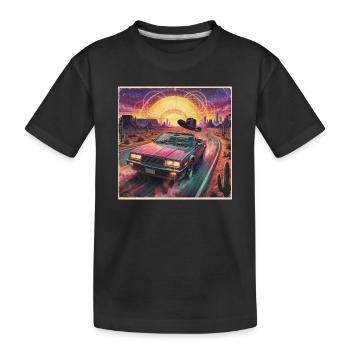 Retro Synthwave Desert Ride - Kids' Premium Organic T-Shirt - black - Front