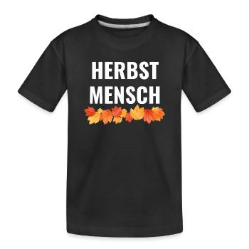 Herbstmensch – Bunte Blätter Statement - Kinder Premium Bio T-Shirt - Schwarz - Vorne