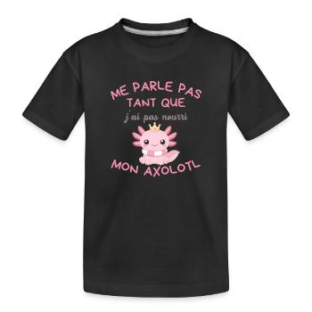 T-shirt Axolotl Kawaii Couronné Rose  - T-shirt bio Premium Enfant - noir - Devant