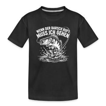 Barsch Angeln - Kinder Premium Bio T-Shirt - Schwarz - Vorne
