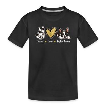 Peace Love Boston Terrier Maman Rétro de Chien - T-shirt bio Premium Enfant - noir - Devant