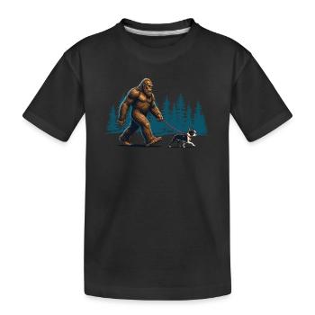 Boston Terrier Bigfoot Drôle drôle de Cryptide Amoureux - T-shirt bio Premium Enfant - noir - Devant