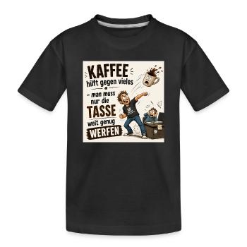 Kaffee - Kinder Premium Bio T-Shirt - Schwarz - Vorne