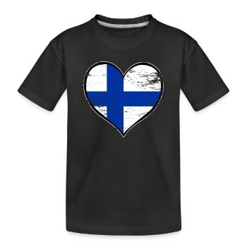 Drapeau du cœur finlandais utilisé - T-shirt bio Premium Enfant - noir - Devant