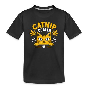 Gelbe Nip-Händlerkatze - Kinder Premium Bio T-Shirt - Schwarz - Vorne
