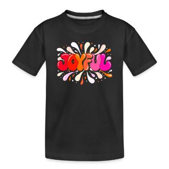 Fröhliche, bunte Glitzer-Blasenbuchstaben - Kinder Premium Bio T-Shirt - Schwarz - Vorne