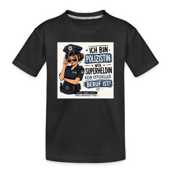 Polizistin  - Kinder Premium Bio T-Shirt - Schwarz - Vorne