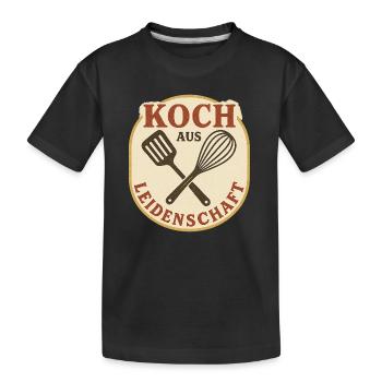 Koch aus Leidenschaft Vintage Patch - Kinder Premium Bio T-Shirt - Schwarz - Vorne