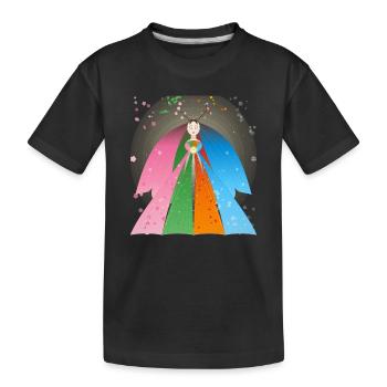 Reine arc-en-ciel avec couronne de bois de bois - T-shirt bio Premium Enfant - noir - Devant