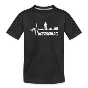 Holzschlag Herzschlag Holzfäller Waldarbeiter - Kinder Premium Bio T-Shirt - Schwarz - Vorne