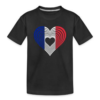 Art au trait français avec drapeau en cœur.  France. Fran - T-shirt bio Premium Enfant - noir - Devant