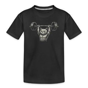 Cat Fitness Gym Haltérophilie Musculation - T-shirt bio Premium Enfant - noir - Devant