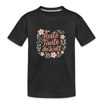 Beste Tante der Welt - Blütenrahmen - Kinder Premium Bio T-Shirt - Schwarz - Vorne