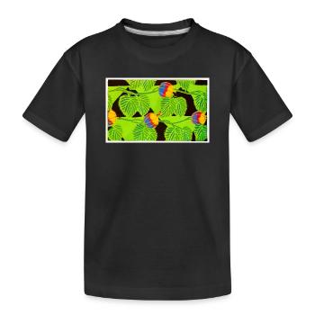 Oiseaux tropicaux et fruits - T-shirt bio Premium Enfant - noir - Devant