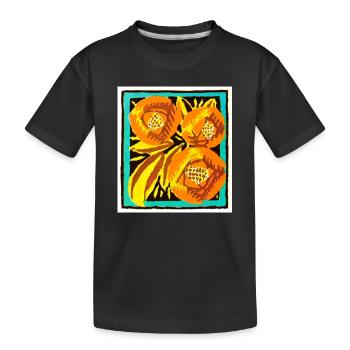 Orange Blossoms in Decorative Frame - Kids' Premium Organic T-Shirt - black - Front