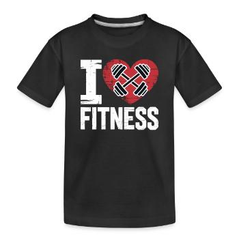 J’adore les haltères cœur de fitness - T-shirt bio Premium Enfant - noir - Devant
