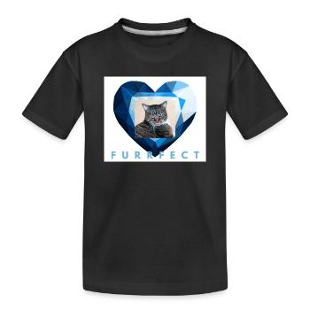 Esthétique de chat tigré en cœur en diamant bleu Furrfect - T-shirt bio Premium Enfant - noir - Devant