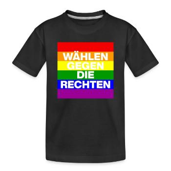 WÄHLEN GEGEN DIE RECHTEN, DEMOKRATIE, NO NZS - Kinder Premium Bio T-Shirt - Schwarz - Vorne