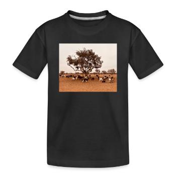 Des chèvres sous un arbre dans la savane - T-shirt bio Premium Enfant - noir - Devant