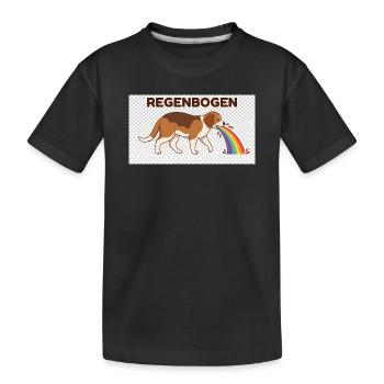 Beagle mit Regenbogenstrahl - Kinder Premium Bio T-Shirt - Schwarz - Vorne