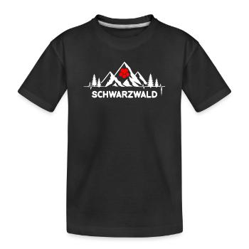 Schwarzwald mit Herzschlag und Herz Hut Berge - Kinder Premium Bio T-Shirt - Schwarz - Vorne