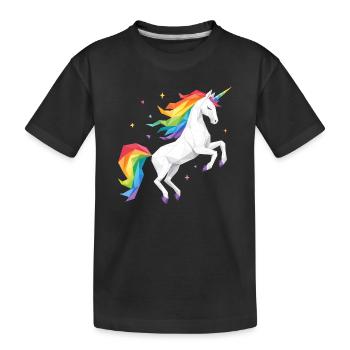 Geometric Rainbow Unicorn - Kids' Premium Organic T-Shirt - black - Front