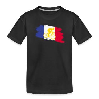 France Flag with Bicycle – Cycling Design - Kids' Premium Organic T-Shirt - black - Front