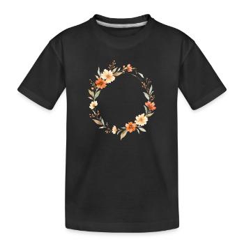 Boho Floral Wreath Personalizable - Kids' Premium Organic T-Shirt - black - Front
