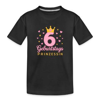 6 Geburtstag Prinzessin - Kinder Premium Bio T-Shirt - Schwarz - Vorne