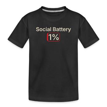 Social Battery 1% Funny Introvert Gift - Kids' Premium Organic T-Shirt - black - Front
