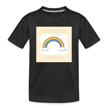 DEMOKRATIE REGENBOGEN FRIEDEN - Kinder Premium Bio T-Shirt - Schwarz - Vorne