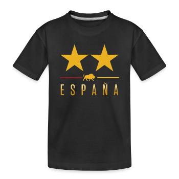 Spanien Zweiter Stern Fußball - Kinder Premium Bio T-Shirt - Schwarz - Vorne