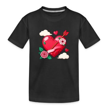 Art de la Saint-Valentin Rose Heart Arrow - T-shirt bio Premium Enfant - noir - Devant