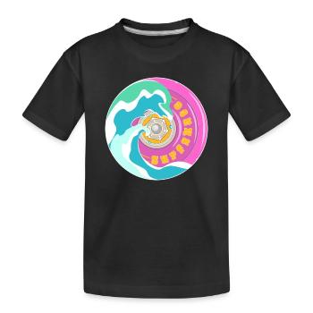 Surfskate motif in pink yellow with waves - Kids' Premium Organic T-Shirt - black - Front