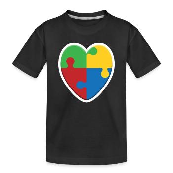 Puzzle du cœur de l’autisme - T-shirt bio Premium Enfant - noir - Devant