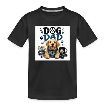 Dog dad design paw love style - Kids' Premium Organic T-Shirt - black - Front