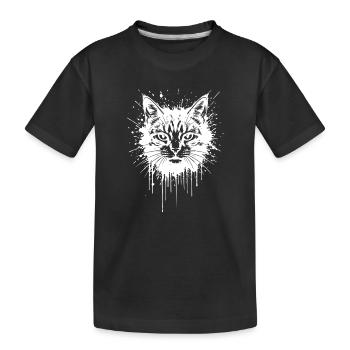 Cat Head Splash Tattoo White - Kids' Premium Organic T-Shirt - black - Front