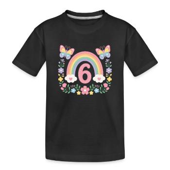 Geburtstag 6Mädchen Regenbogen  - Kinder Premium Bio T-Shirt - Schwarz - Vorne