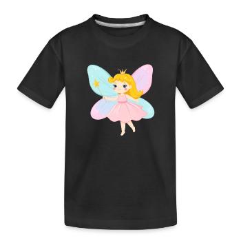 Kleine Fee im rosa Kleid mit Zauberstab – Magie - Kinder Premium Bio T-Shirt - Schwarz - Vorne