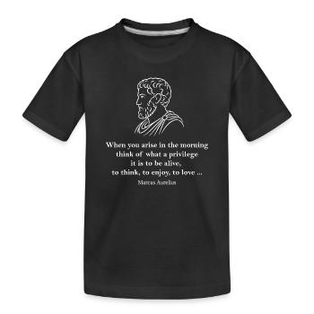 Citation du matin stoïcien par Marc Aurèle - T-shirt bio Premium Enfant - noir - Devant