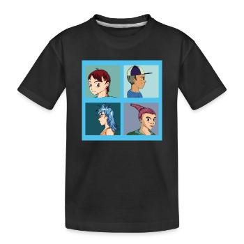 Quatre portraits tirés d’illustrations d’anime - T-shirt bio Premium Enfant - noir - Devant