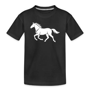 Cavalier cadeau silhouette de cheval blanc - T-shirt bio Premium Enfant - noir - Devant