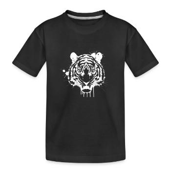 Tigre éclaboussé en blanc - T-shirt bio Premium Enfant - noir - Devant
