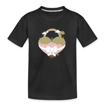 Paysage du cœur avec arc-en-ciel - T-shirt bio Premium Enfant - noir - Devant