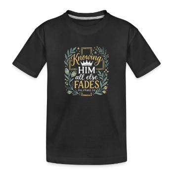Le connaître - Philippiens 3:8 - Couronne d’art à la craie - T-shirt bio Premium Enfant - noir - Devant