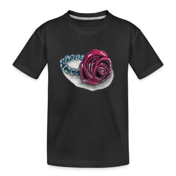 Rosenherz mit Perlen - Kinder Premium Bio T-Shirt - Schwarz - Vorne